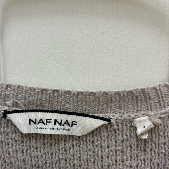 NAF NAF Women's Taupe Ruffle Sweater - Picture 2 of 3